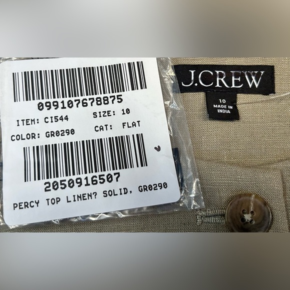 NWT J. Crew Linen Cutaway Vest Top in Green, C1544, Size M (10) - Picture 9 of 12